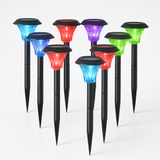 Halo Black Solar Garden Stake Lights – Set of 8 with Colour-Changing LED