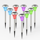 Halo Silver Solar Garden Stake Lights – Set of 8 with Colour-Changing LED