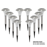 Halo XL Stainless Steel Solar Garden Stake Lights with Bright White LED (Set of 8) - SPV Lights